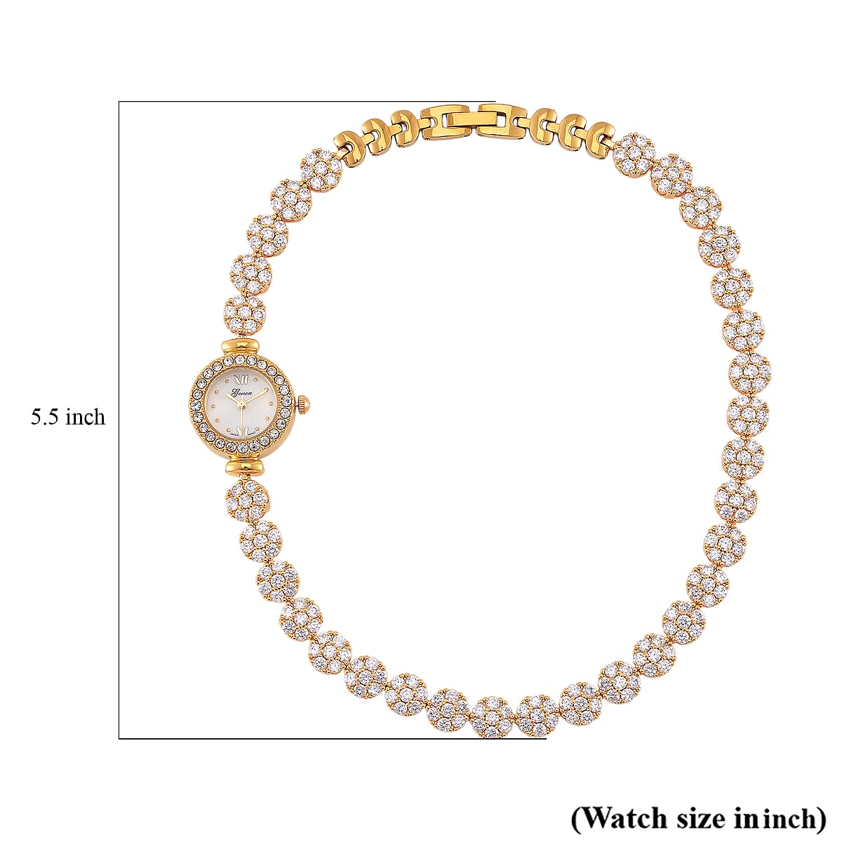 Genoa Austrian Crystal Japanese Movement Round Dail Bracelet Watch in Goldtone image number 6