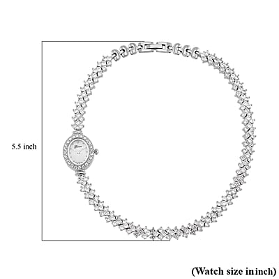 Genoa Austrian Crystal Japanese Movement Oval Dail Bracelet Watch in Silvertone