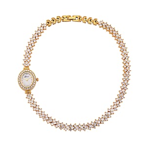 Genoa Austrian Crystal Japanese Movement Oval Dail Bracelet Watch in Goldtone
