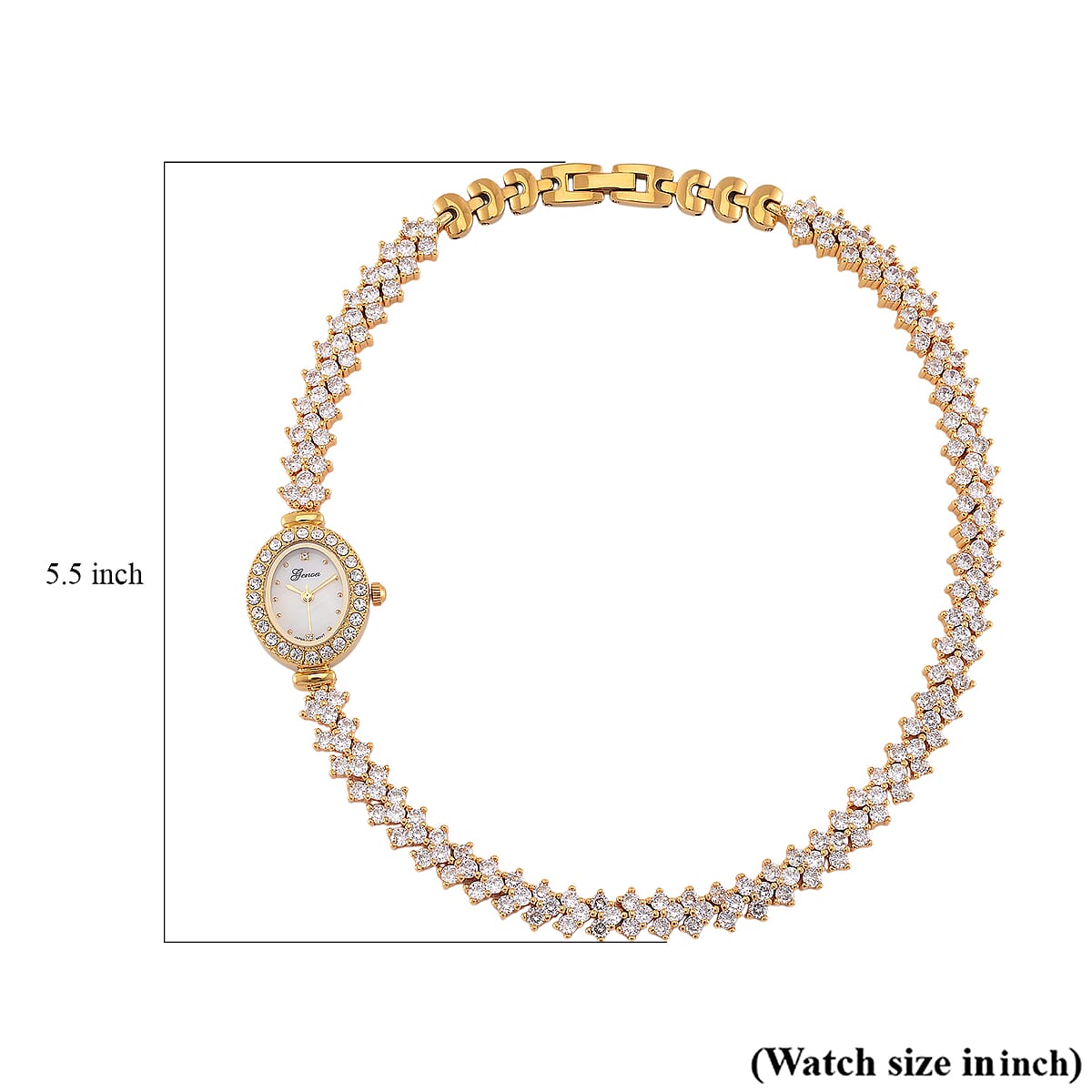 Genoa Austrian Crystal Japanese Movement Oval Dail Bracelet Watch in Goldtone image number 7