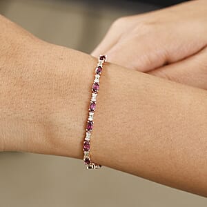 D'Joy Premium Radiant Ember Garnet and Multi Gemstone 6.05 ctw Twilight Spark Bracelet in 18K Vermeil RG Over Sterling Silver (6.50 In)