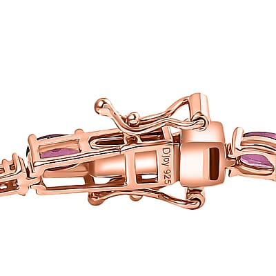 D'Joy Premium Radiant Ember Garnet and Multi Gemstone 6.05 ctw Twilight Spark Bracelet in 18K Vermeil RG Over Sterling Silver (6.50 In)