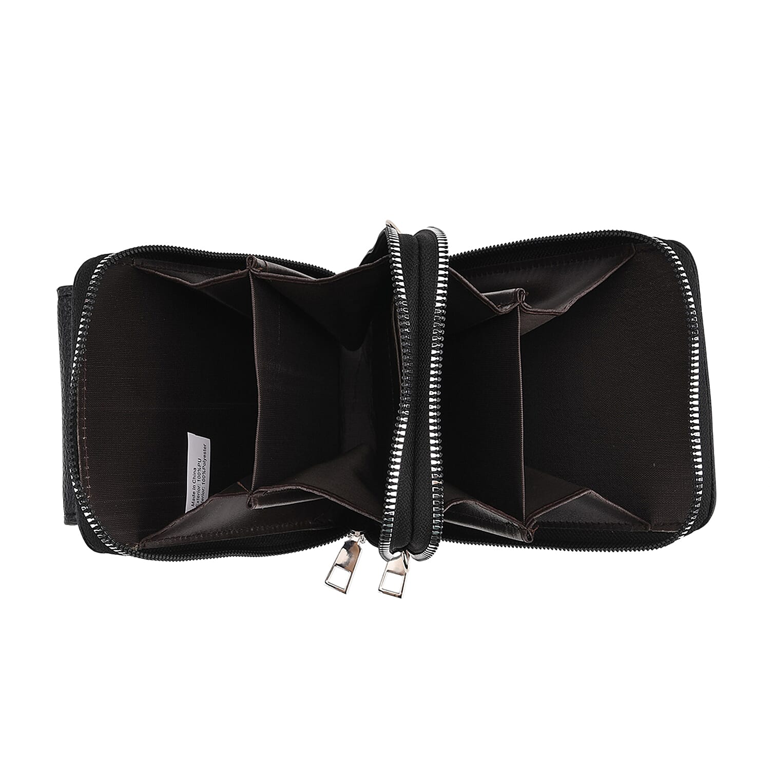Black Litchi Embossed Faux Leather Crossbody Bag with Woven Shoulder Strap
