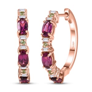 Premium Radiant Ember Garneta and Multi Gemstone 2.00 ctw Twilight Spark Earrings in 18K Vermeil Rose Gold Over Sterling Silver