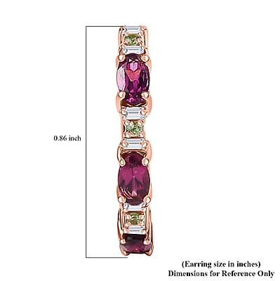 D'Joy Premium Radiant Ember Garneta and Multi Gemstone 2.00 ctw Twilight Spark Earrings in 18K Vermeil Rose Gold Over Sterling Silver