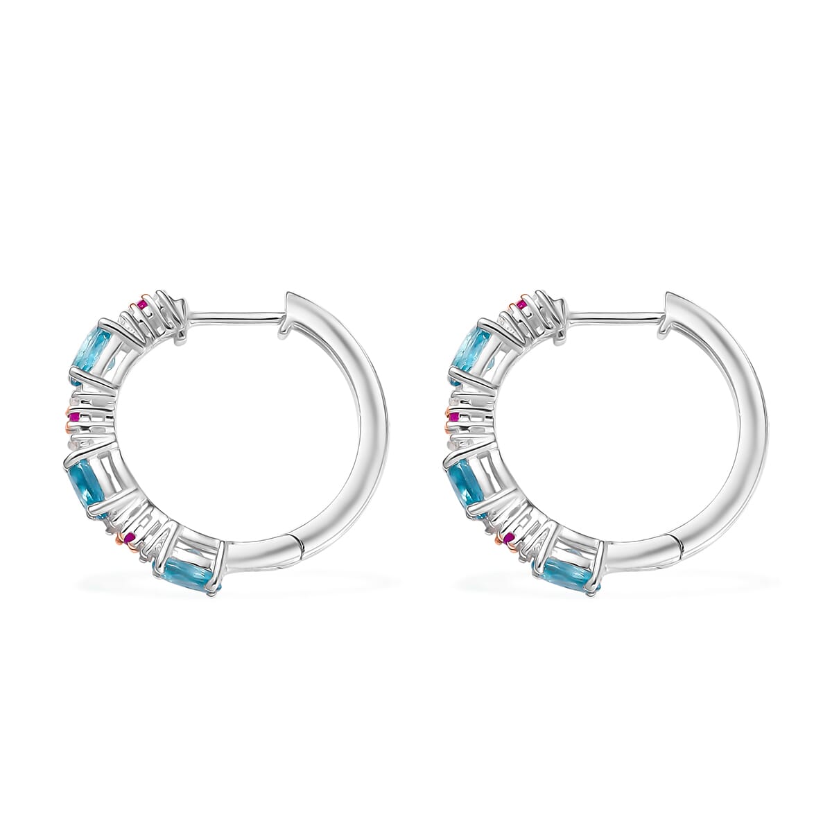 D'Joy Premium Cambodian Blue Zircon and Multi Gemstone 2.75 ctw Twilight Spark Earrings in Rhodium Over Sterling Silver image number 3