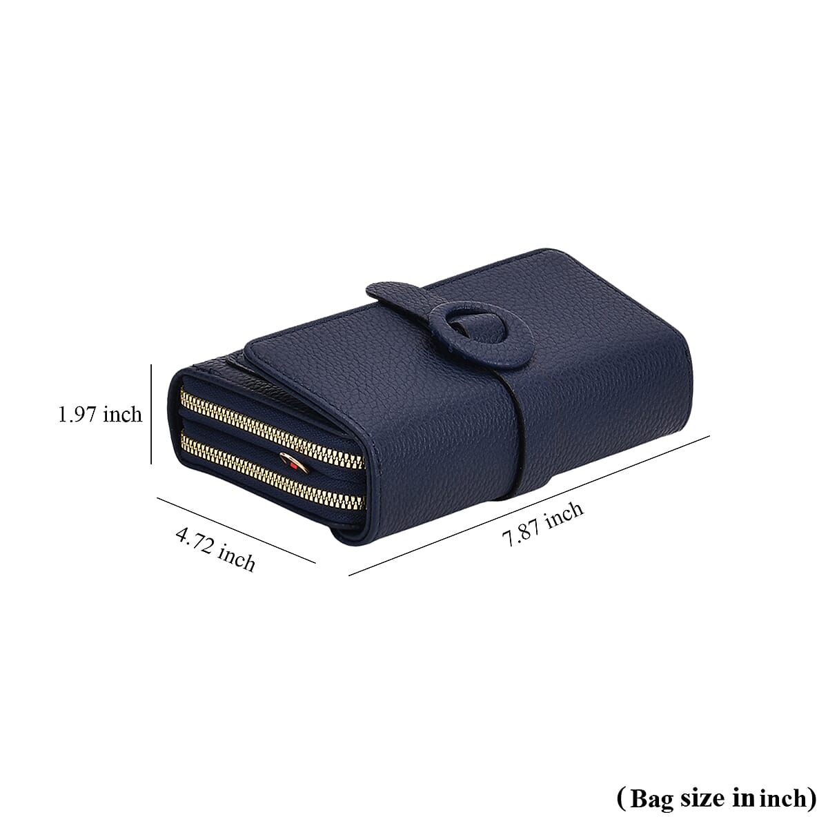 Navy Solid Faux Leather Crossbody Wallet with Shoulder Strap image number 7