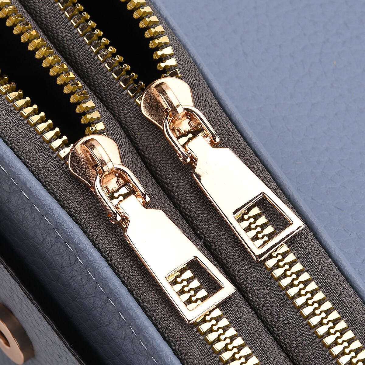 Blue Solid Faux Leather Crossbody Wallet with Shoulder Strap image number 6