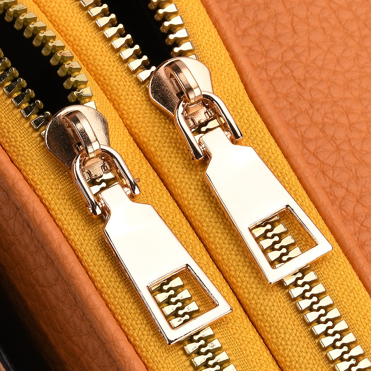 Orange Solid Faux Leather Crossbody Wallet with Shoulder Strap image number 6