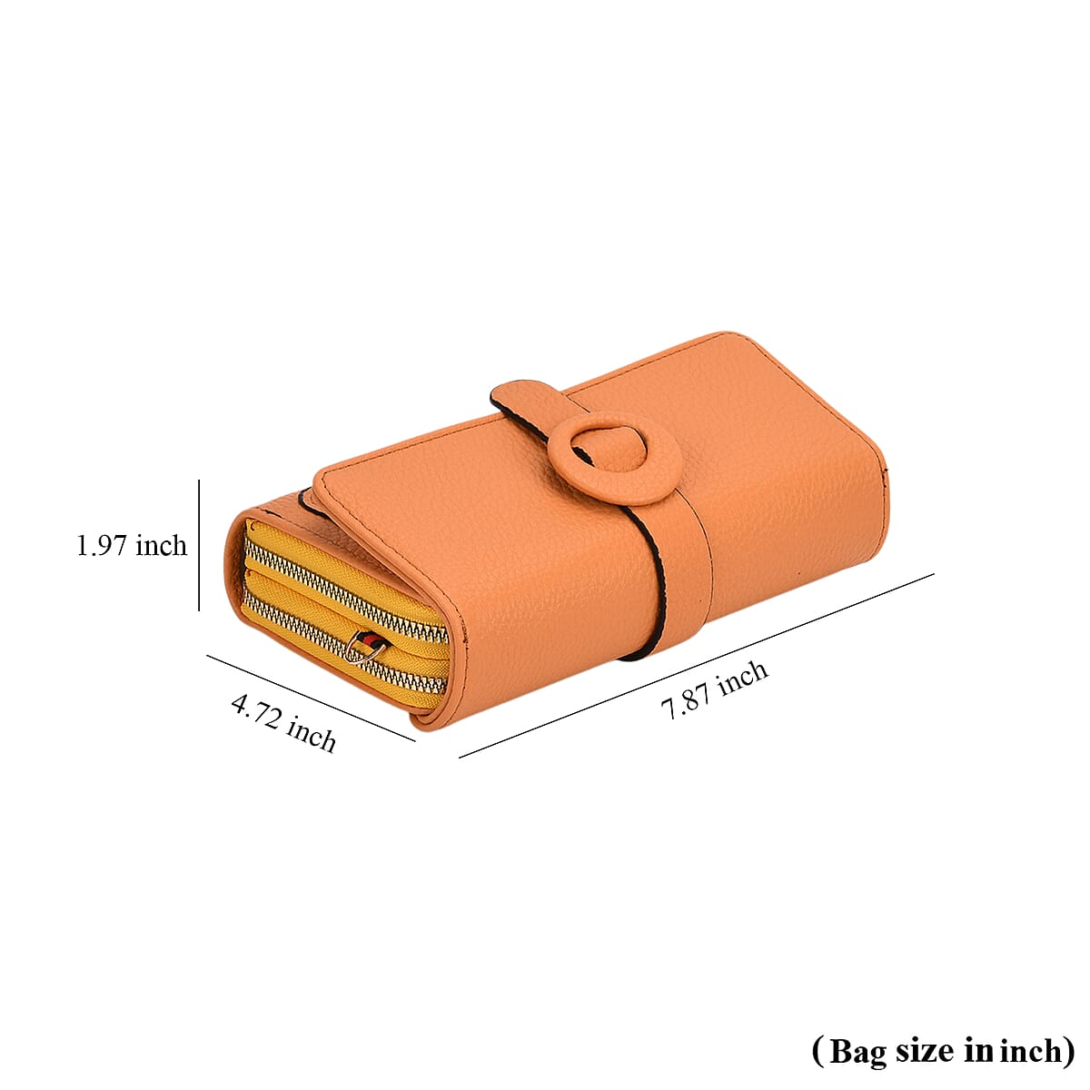 Orange Solid Faux Leather Crossbody Wallet with Shoulder Strap image number 7