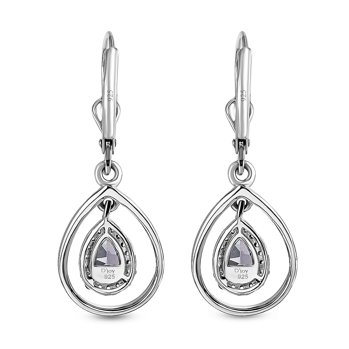 D'Joy Peacock Tanzanite and Madagascar Pink Sapphire 2.15 ctw Raindrop Earrings in Rhodium Over Sterling Silver