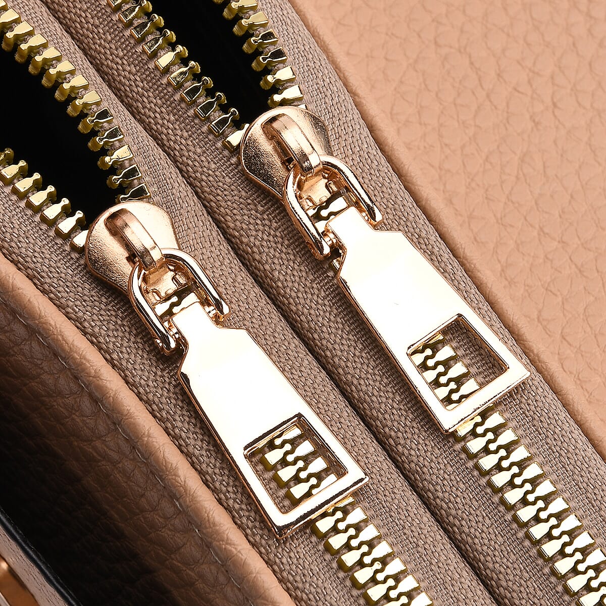 Khaki Solid Faux Leather Crossbody Wallet with Shoulder Strap image number 6