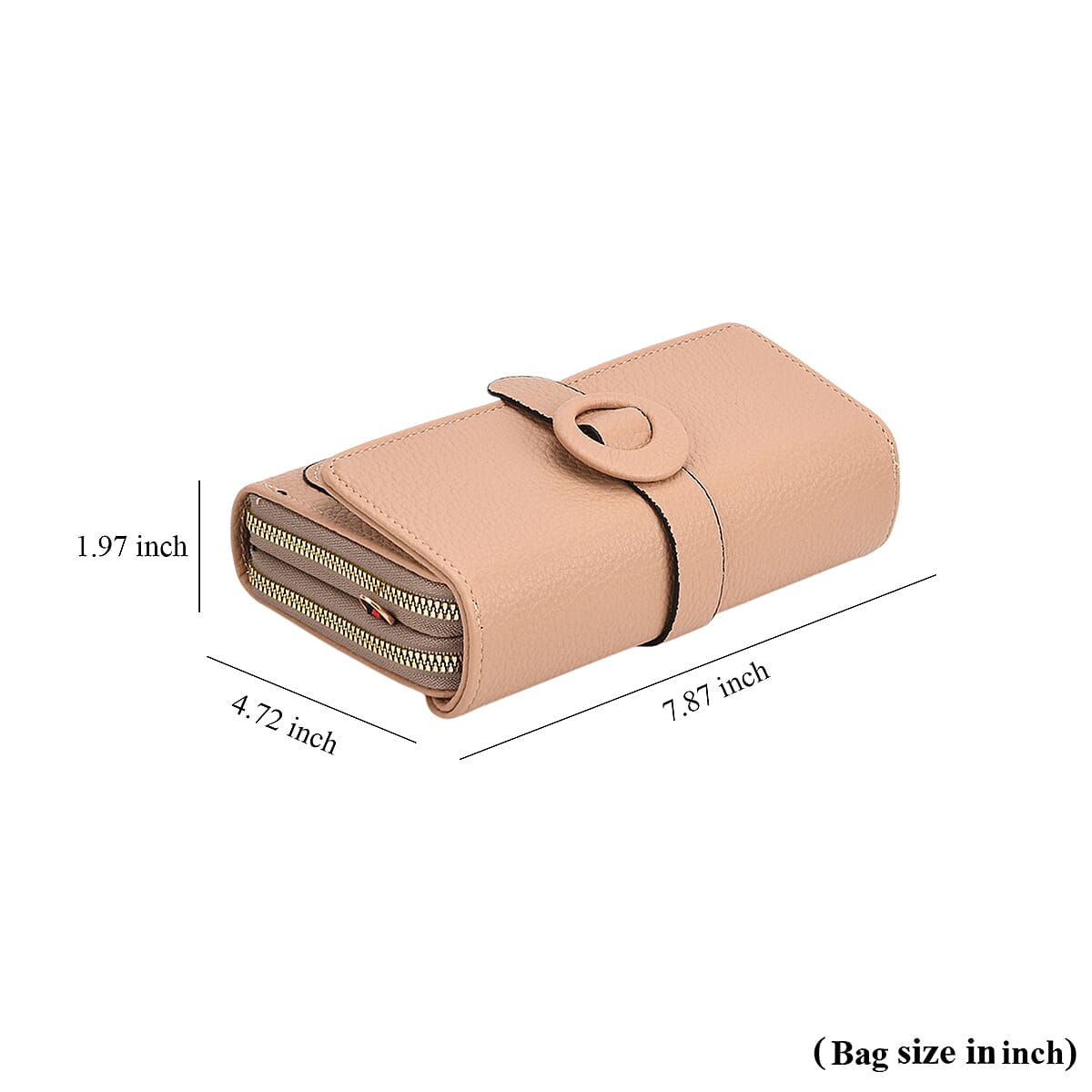 Khaki Solid Faux Leather Crossbody Wallet with Shoulder Strap image number 7