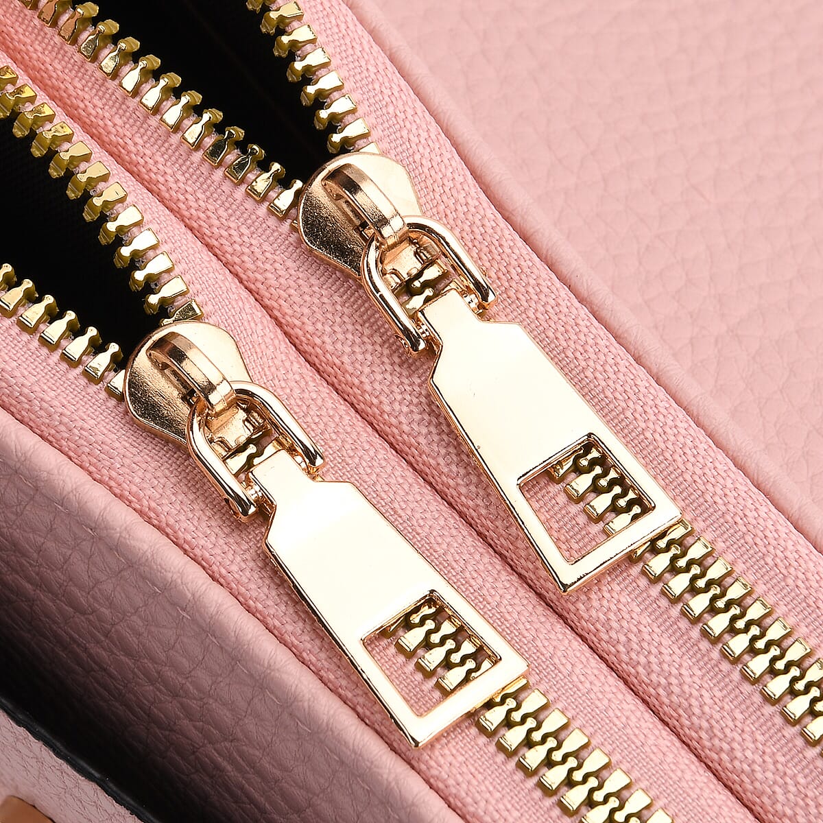 Pink Solid Faux Leather Crossbody Wallet with Shoulder Strap image number 6