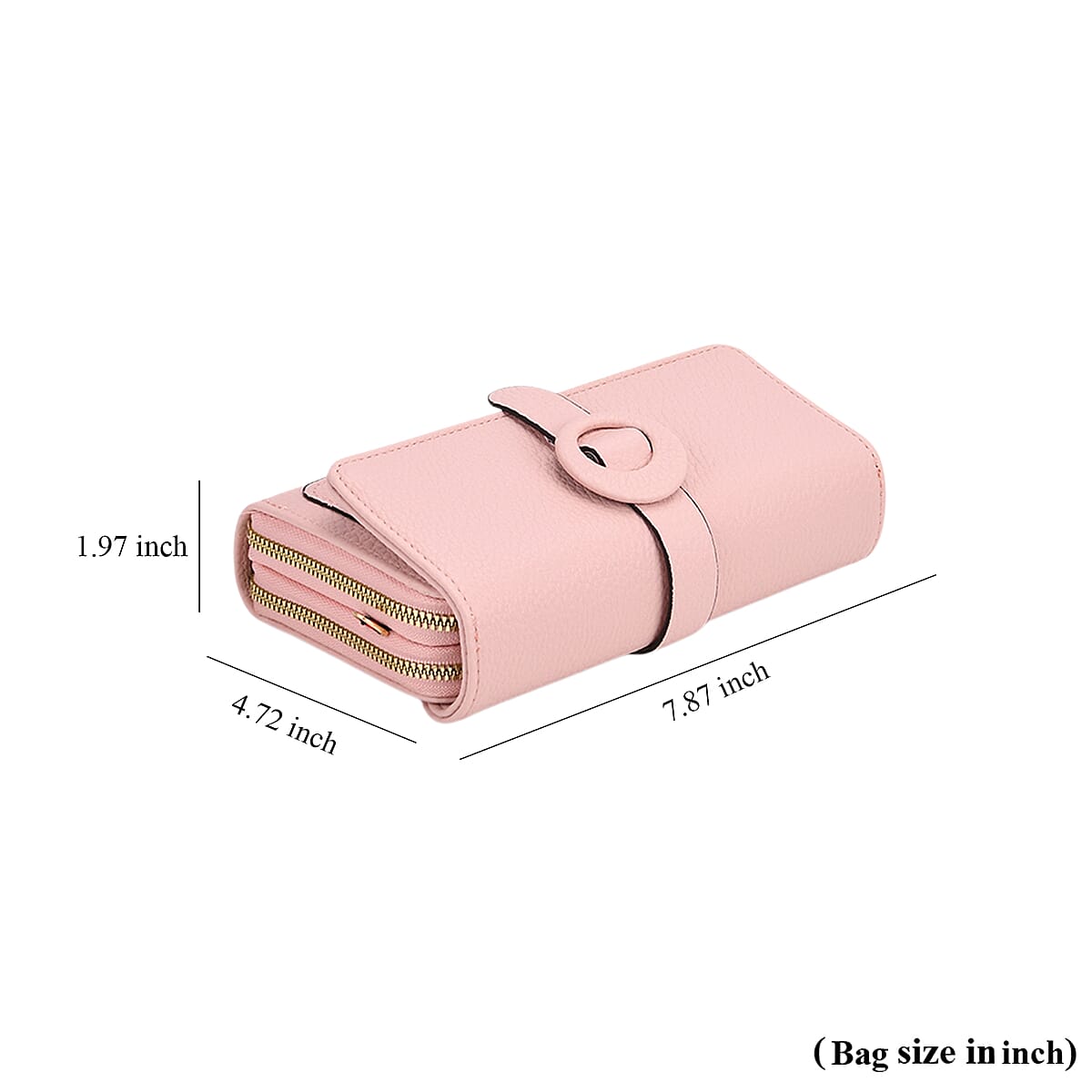 Pink Solid Faux Leather Crossbody Wallet with Shoulder Strap image number 7