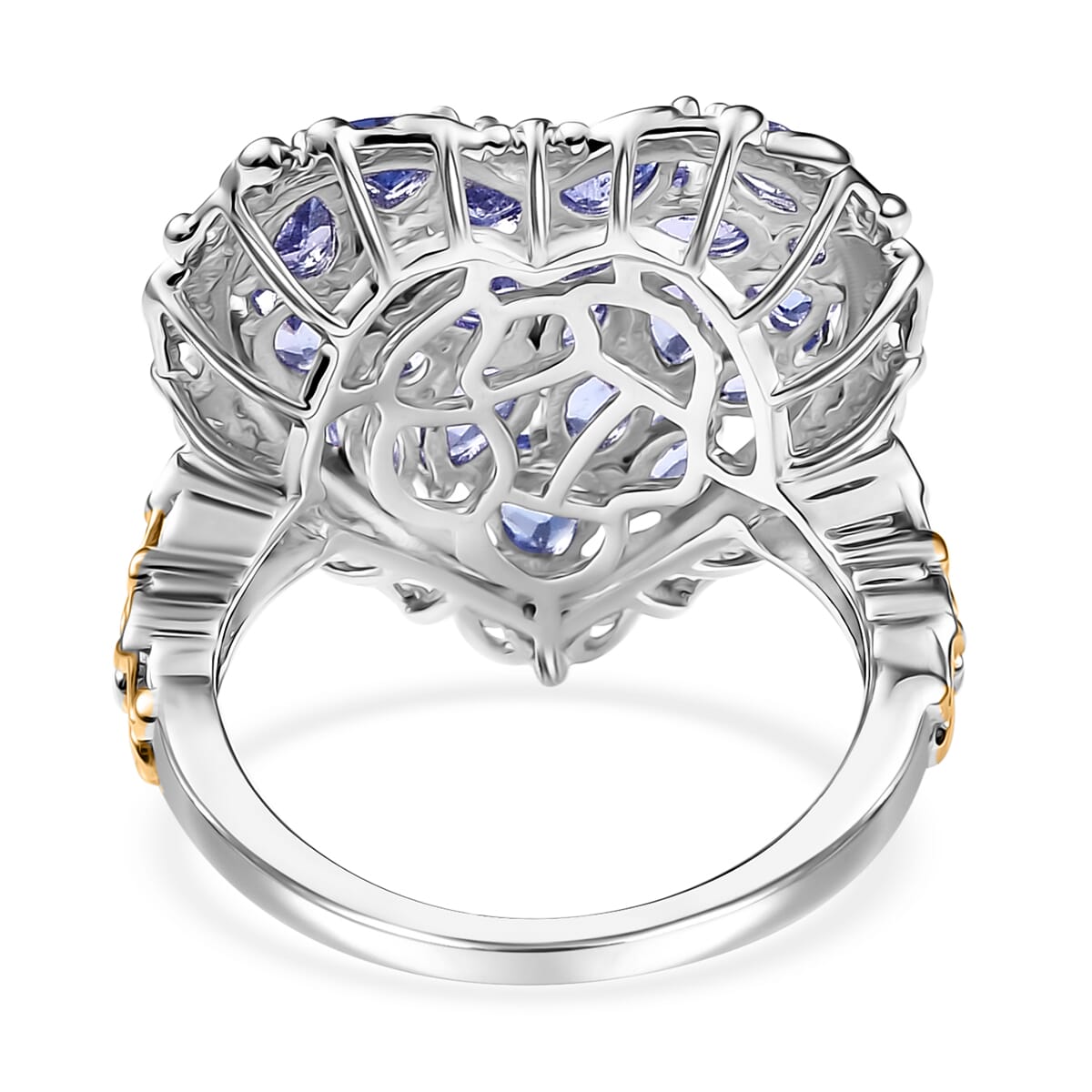 D'Joy Tanzanite 3.30 ctw Heart Ring in 18K Vermeil YG and Rhodium Over Sterling Silver (Size 7.0) image number 4