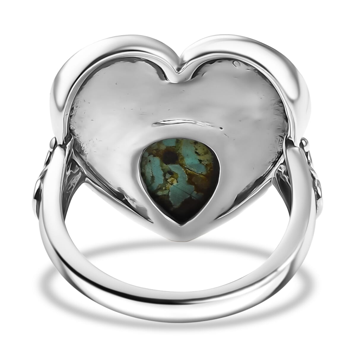 D'Joy Artisan Crafted Royston Turquoise 3.00 ctw Heart Ring in Sterling Silver (Size 9.0) image number 4