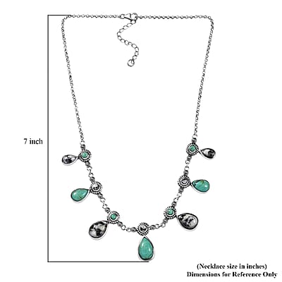 D'Joy Artisan Crafted Royston Turquoise and White Buffalo 24.60 ctw Western Heritage Necklace in Sterling Silver (18-20 Inches)