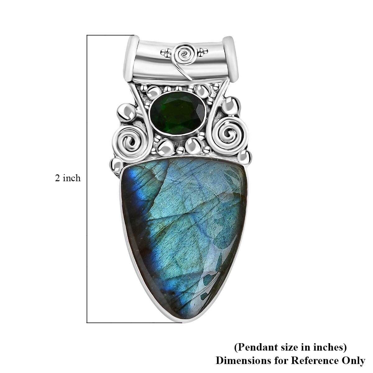 Labradorite and Pink Glass Stone Necklace Rhodium on Sterling Silver