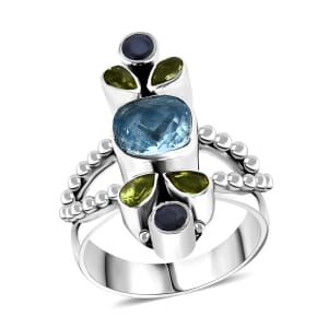 Sajen Silver Sky Blue Topaz and Multi Gemstone 3.75 ctw Ring in Sterling Silver (Size 10.0)
