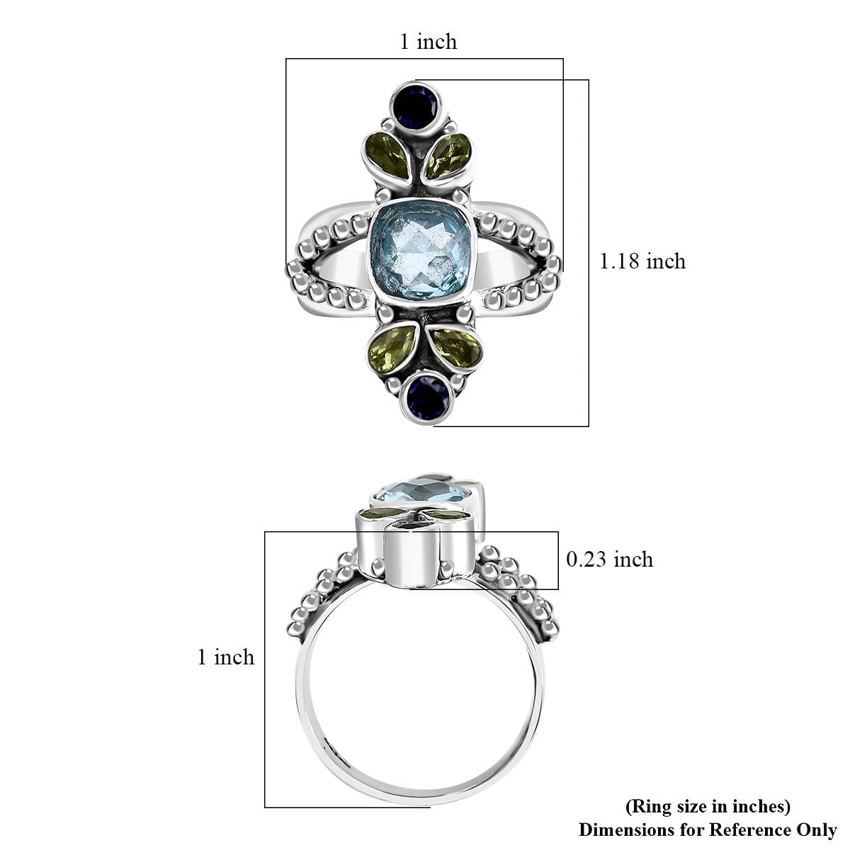 Sajen Silver Sky Blue Topaz and Multi Gemstone 3.75 ctw Ring in Sterling Silver (Size 7.0) image number 5