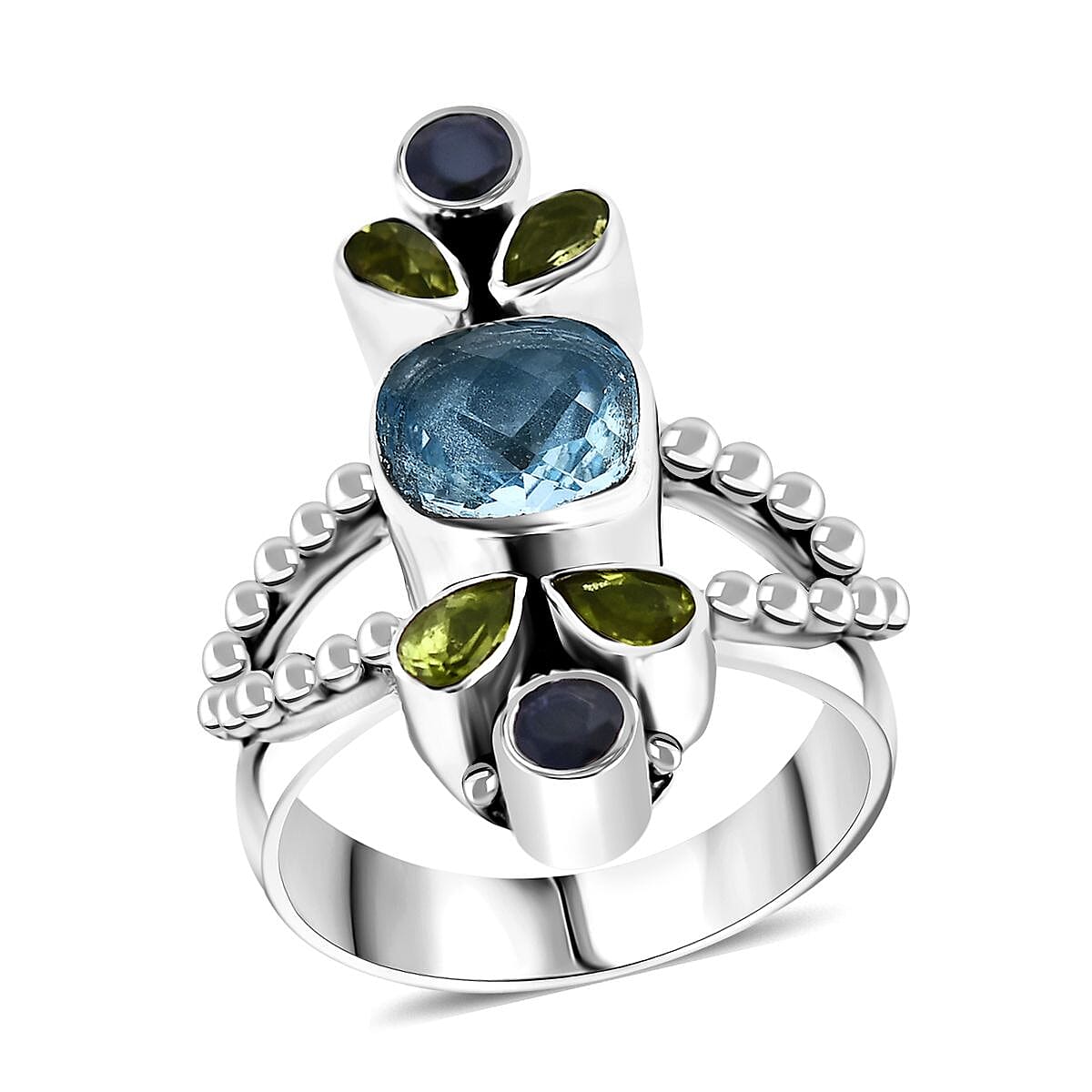 Sajen Silver Sky Blue Topaz and Multi Gemstone 3.75 ctw Ring in Sterling Silver (Size 8.0) image number 0