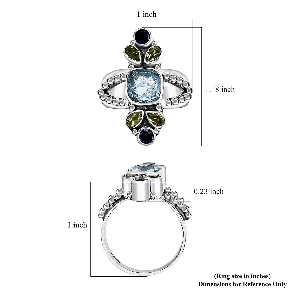Sajen Silver Sky Blue Topaz and Multi Gemstone 3.75 ctw Ring in Sterling Silver (Size 8.0) image number 5