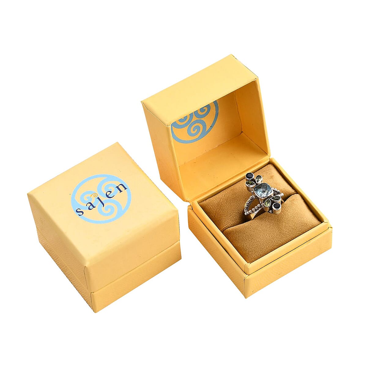 Sajen Silver Sky Blue Topaz and Multi Gemstone 3.75 ctw Ring in Sterling Silver (Size 8.0) image number 6