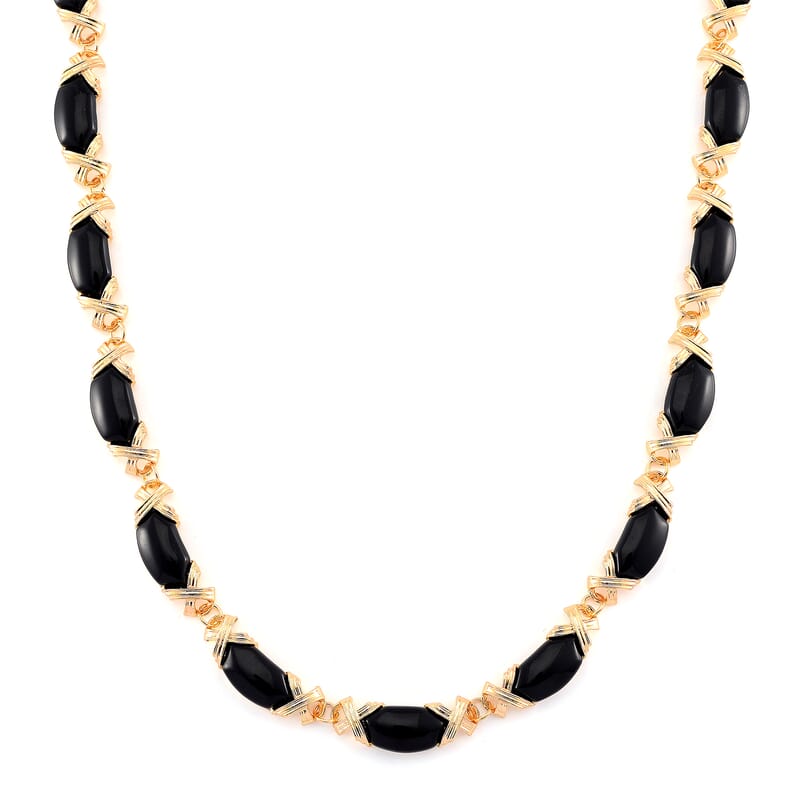 Black Obsidian 250.00 ctw Molto Kiss Necklace in Goldtone 18-20 Inches