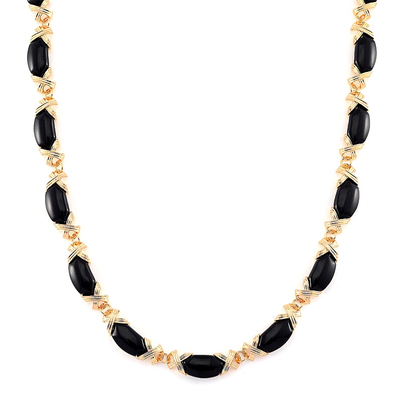 Black Obsidian 250.00 ctw Molto Kiss Necklace in Goldtone 18-20 Inches