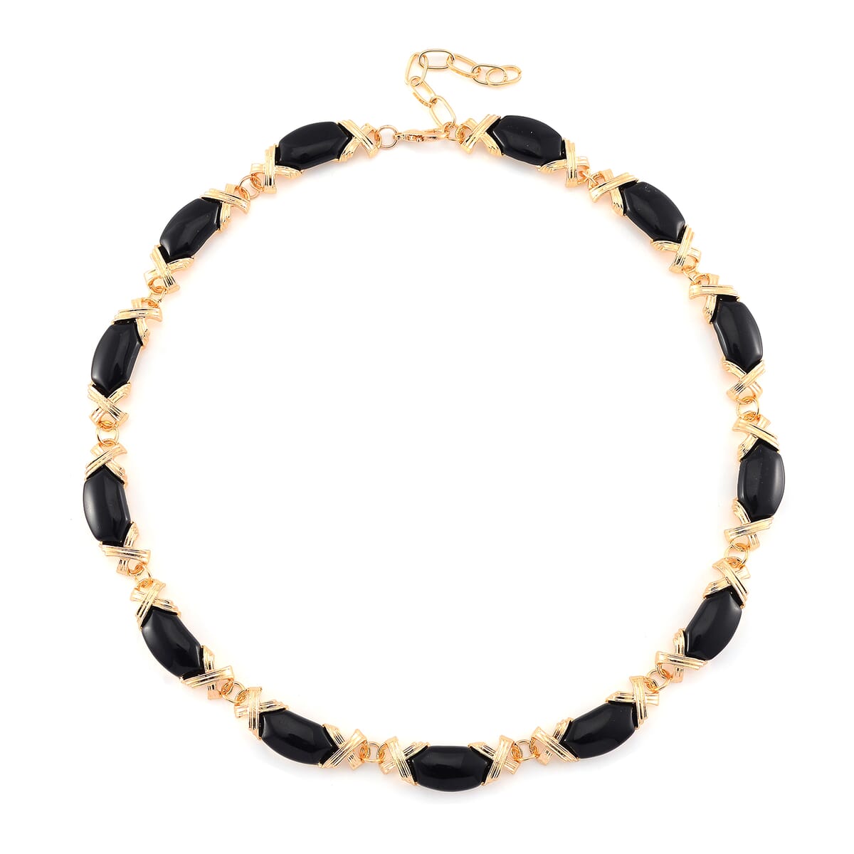 Black Obsidian Molto Kiss Necklace (18-20 Inches) in Goldtone 250.00 ctw image number 2