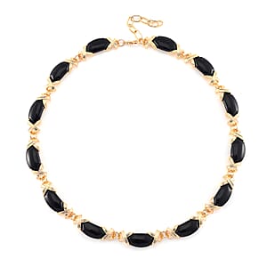 Black Obsidian 250.00 ctw Molto Kiss Necklace in Goldtone 18-20 Inches