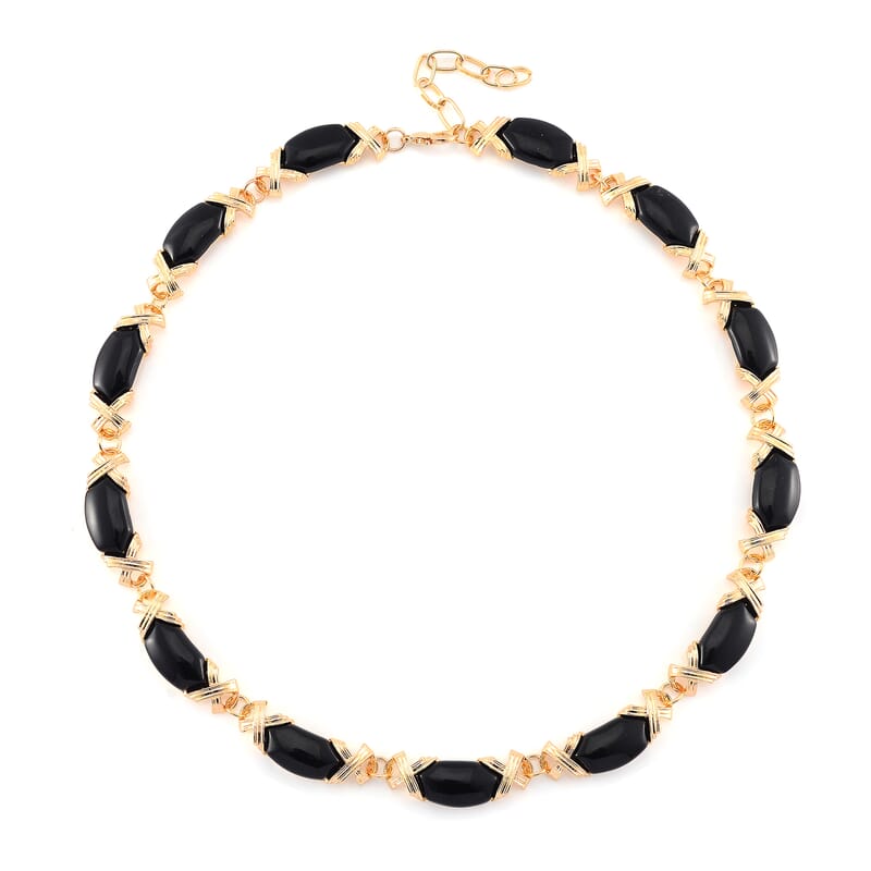 Black Obsidian 250.00 ctw Molto Kiss Necklace in Goldtone 18-20 Inches