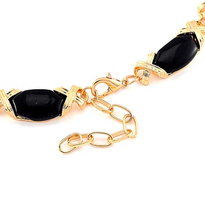 Black Obsidian 250.00 ctw Molto Kiss Necklace in Goldtone 18-20 Inches