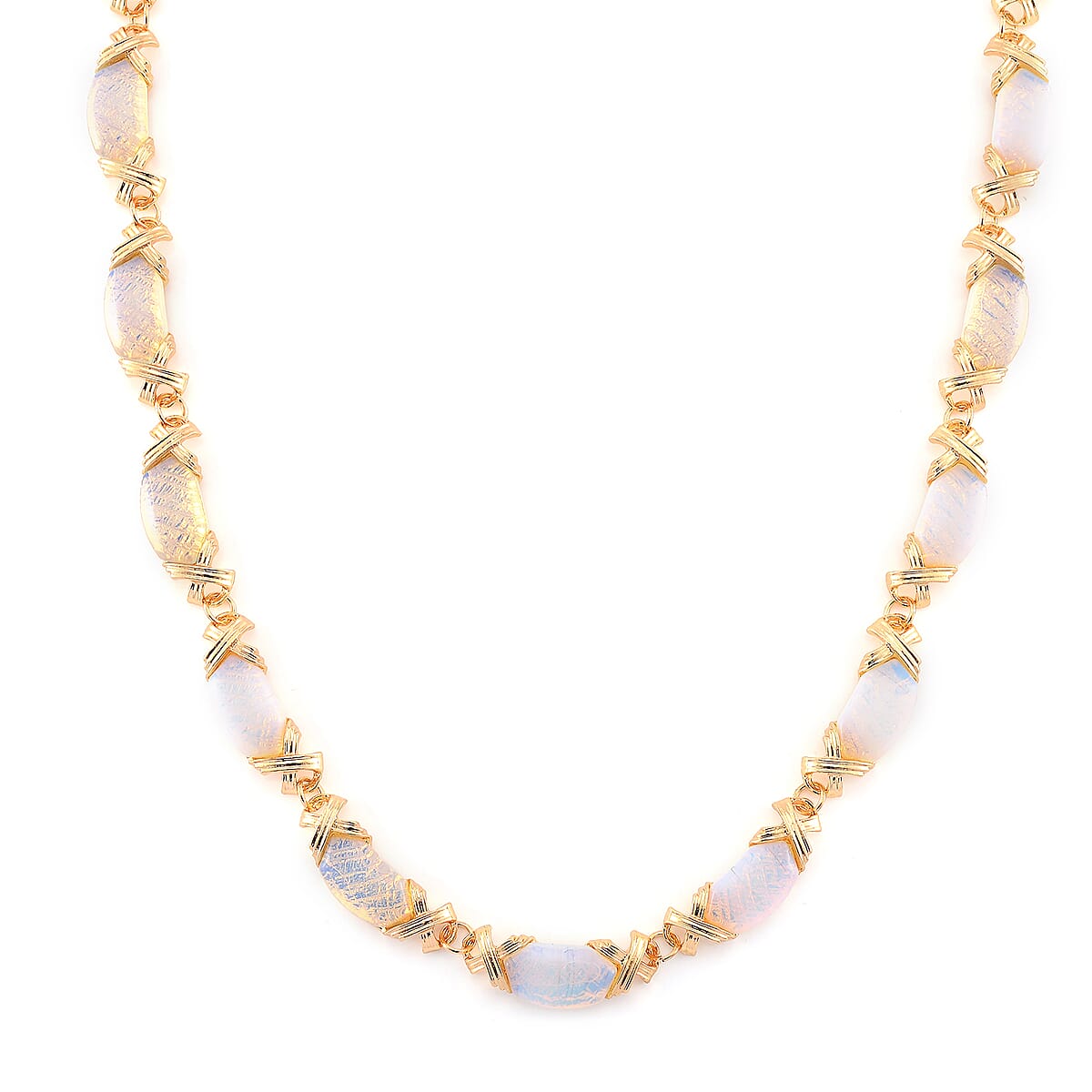 Opalite 250.00 ctw Molto Kiss Necklace in Goldtone 18-20 Inches image number 0