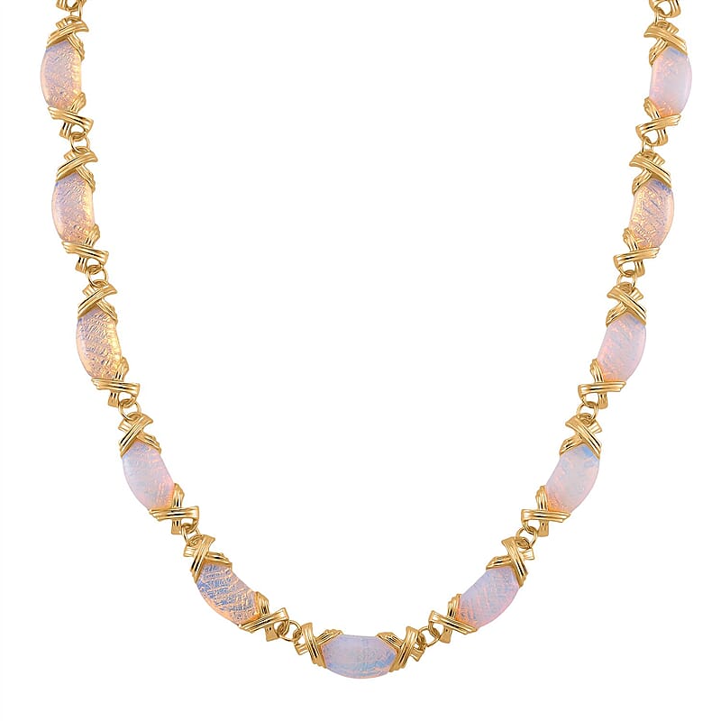 Opalite 250.00 ctw Molto Kiss Necklace in Goldtone 18-20 Inches