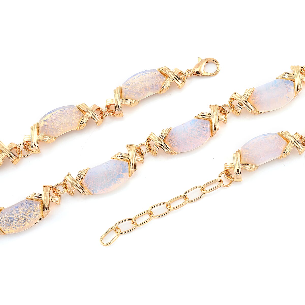 Opalite 250.00 ctw Molto Kiss Necklace in Goldtone 18-20 Inches image number 3