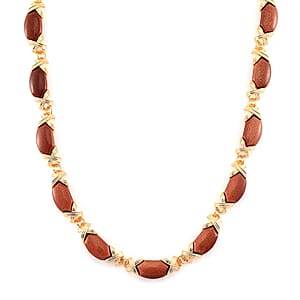 Golden Sunstone 250.00 ctw Molto Kiss Necklace in Goldtone 18-20 Inches