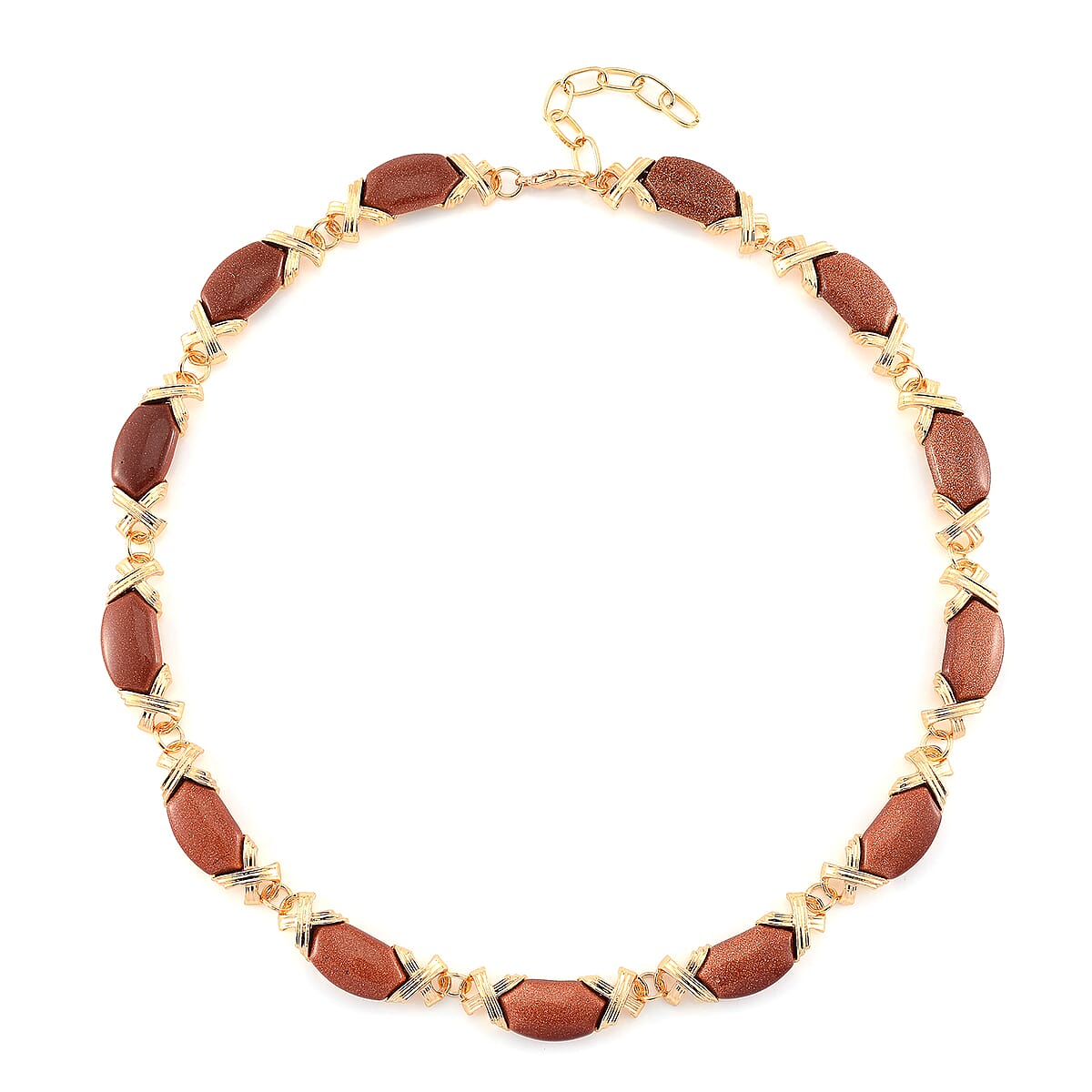 Golden Sunstone 250.00 ctw Molto Kiss Necklace in Goldtone 18-20 Inches image number 2