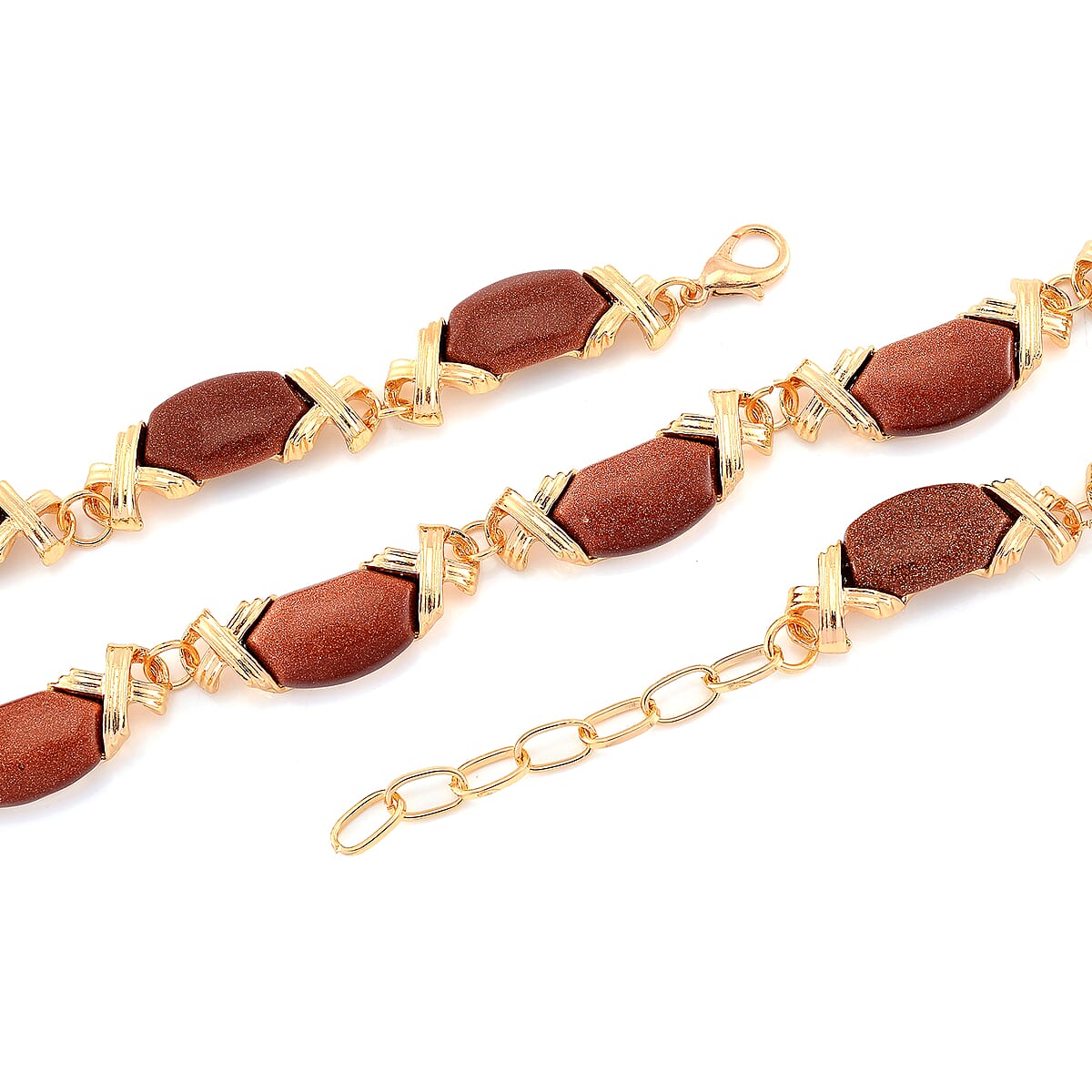 Golden Sunstone 250.00 ctw Molto Kiss Necklace in Goldtone 18-20 Inches image number 3