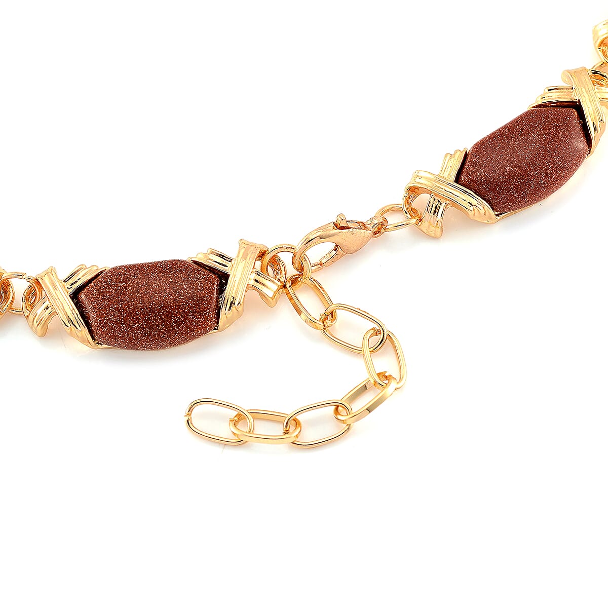 Golden Sunstone 250.00 ctw Molto Kiss Necklace in Goldtone 18-20 Inches image number 4