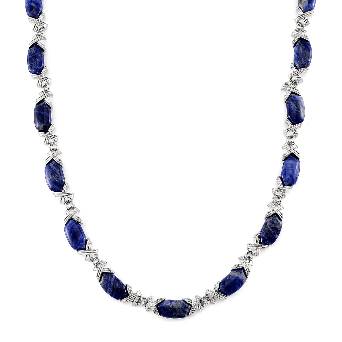 Sodalite 250.00 ctw Molto Kiss Necklace in Silvertone 18-20 Inches image number 0