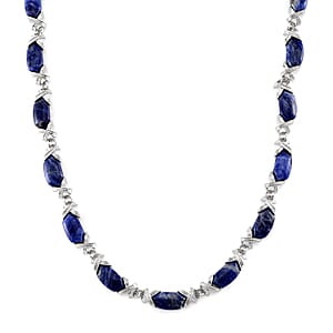Sodalite 250.00 ctw Molto Kiss Necklace in Silvertone 18-20 Inches