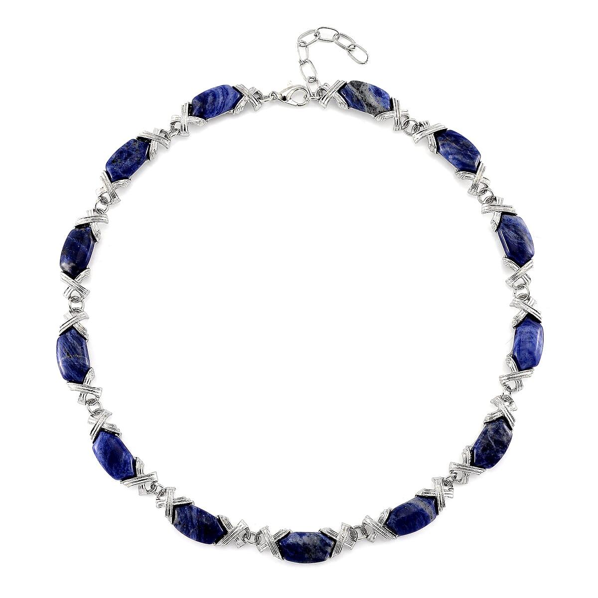 Sodalite 250.00 ctw Molto Kiss Necklace in Silvertone 18-20 Inches image number 2