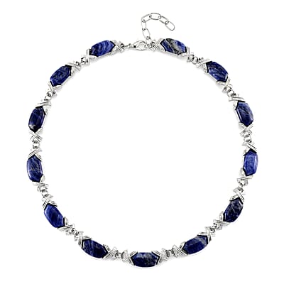 Sodalite 250.00 ctw Molto Kiss Necklace in Silvertone 18-20 Inches