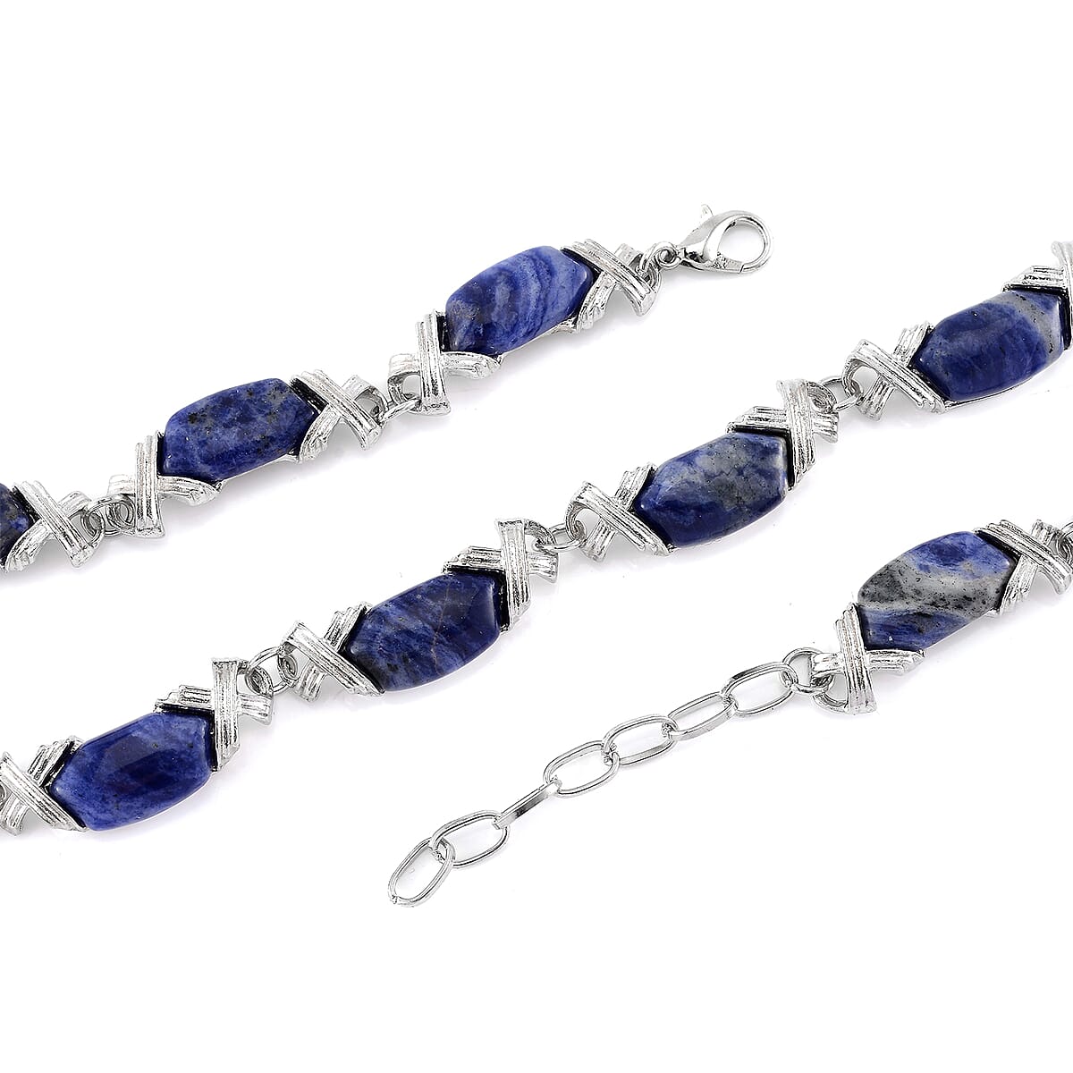 Sodalite 250.00 ctw Molto Kiss Necklace in Silvertone 18-20 Inches image number 3