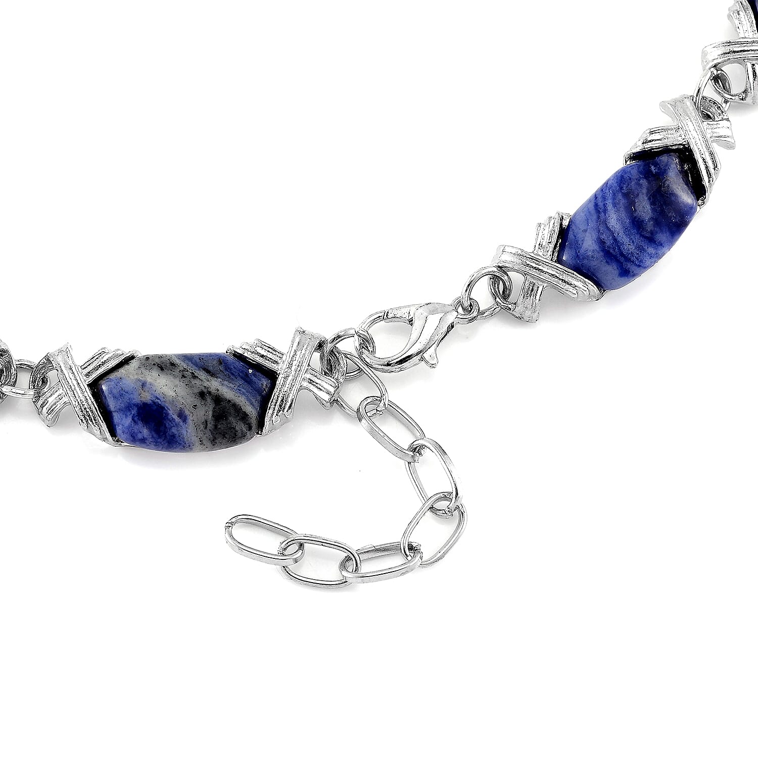 Sodalite 250.00 ctw Molto Kiss Necklace in Silvertone 18-20 Inches
