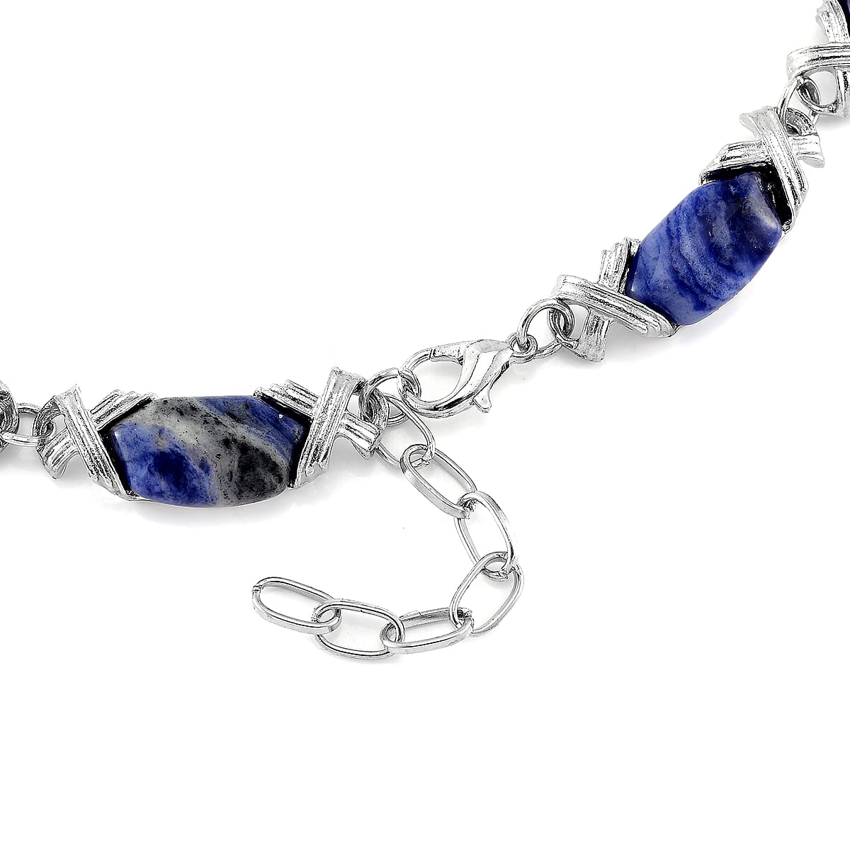 Sodalite 250.00 ctw Molto Kiss Necklace in Silvertone 18-20 Inches image number 4