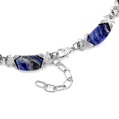 Sodalite 250.00 ctw Molto Kiss Necklace in Silvertone 18-20 Inches
