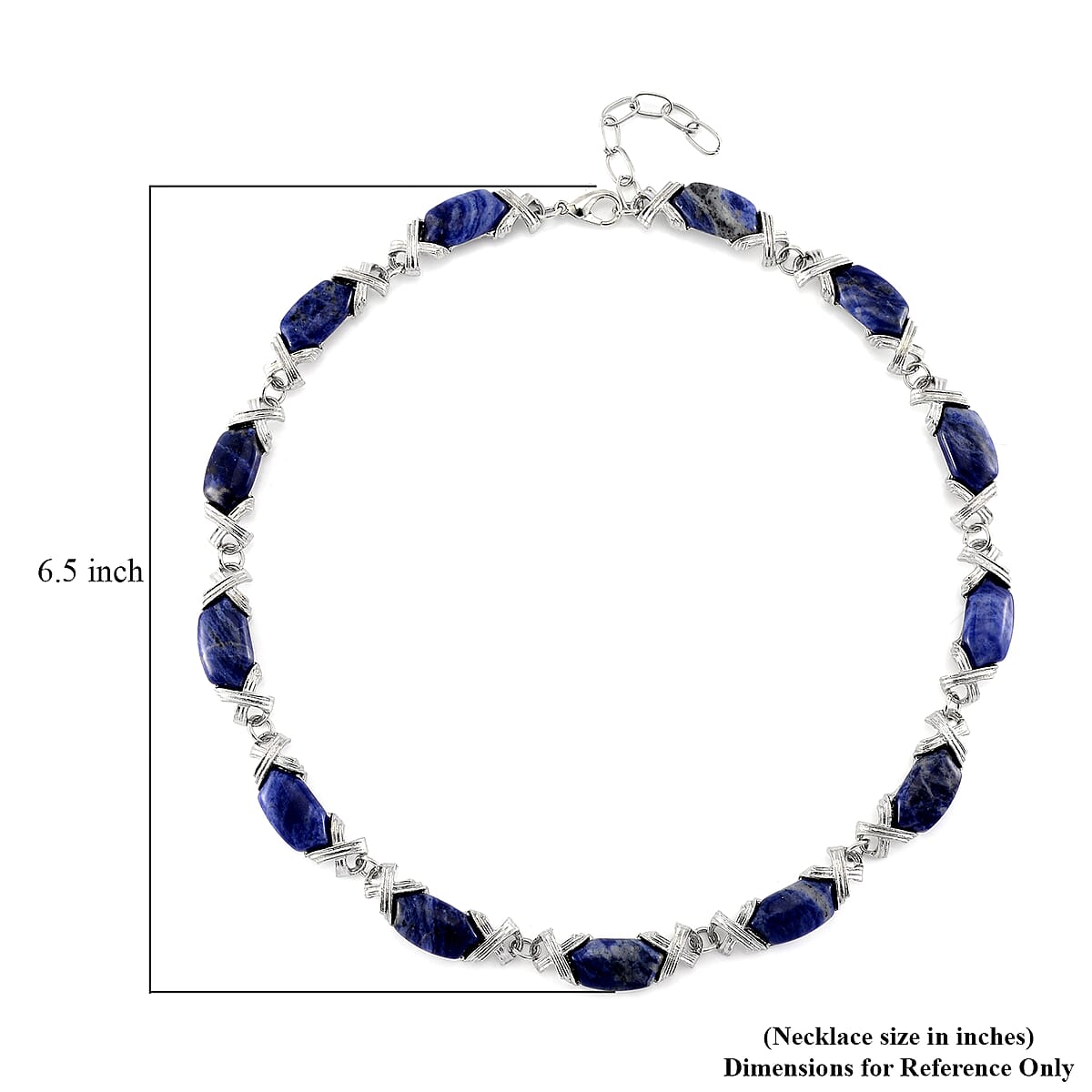 Sodalite 250.00 ctw Molto Kiss Necklace in Silvertone 18-20 Inches image number 5